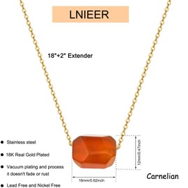 LNIEER Carnelian Necklace, Natural Carnelian Jewelry, Healing Crystal Necklace, Earthy Necklace, Anxiety Necklace, Healing Necklace (Carnelian-Cut-Gold)