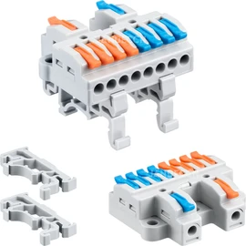 JANDECCN 6pcs DIN Rail Terminal Blocks, DIY Splicing Wire Connectors for Circuit Inline 18-12AWG (2 in 8 out)