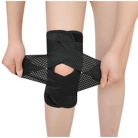 Knee Braces for Women Men Knee Braces for Knee Pain, Light Patella Brace with Side Stabilizers for Meniscus Tear, Adjustable Compression Sleeve Patellar Tendon Support Strap (Black, Large)