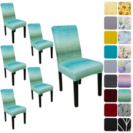 Keyroal Dining Room Chair Covers Set of 6, Stretch Pattern Parsons Chair Slipcovers Spandex Removable Washable Kitchen Chair Protector Cover for Dining Room, Hotel, Ceremony