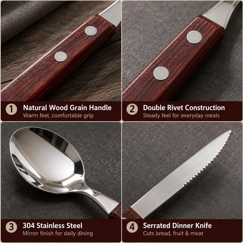 SNAILBREAD Portable Travel Utensils with Case, 4-Piece Stainless Steel Silverware