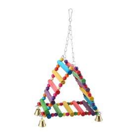 Sheens Parrot Swing Toys, Triangle Climbing Ladders Hanging Bell Toy Colorful Wood Beads Bird Perch for Parakeet Cockatiel Macaw African Grey Cockatoo Lovebird Finch