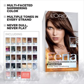 L'Oreal Paris Feria Multi-Faceted Shimmering Permanent Hair Color, 63 Sparkling Amber (Light Golden Brown), Pack of 1, Hair Dye