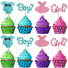 Chewarelly 36 Pack Boy or Girl Theme Cupcake Toppers Baby Shower Cupcake Picks for Gender Reveal, Kids Birthday Party Decoration(Style 1)