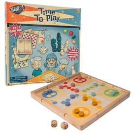Neato Time to Play 8-in-1 Wooden Board Game Set – Chess, Checkers, Backgammon, Bowling, Sling Puck, Snakes and Ladders, Racing – Classic Family Game for Kids & Adults – Great for Game Night & Travel