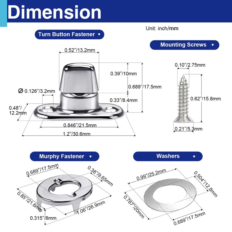 Usdrwam 10 Set Twist Lock Fasteners with Turn Button Fasteners