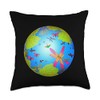 Earth Globe Dragonfly Butterflies Insects World Environment Throw Pillow