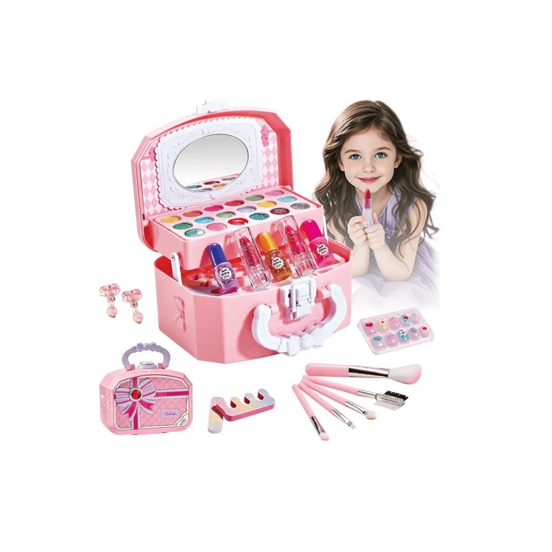 Juego De Maquillaje Lavable Con Almacenamiento Para Niña Malubero Rosa