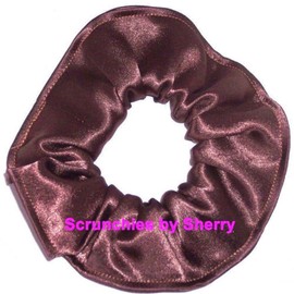 Satin Fabric Hair Scrunchie Handmade by Scrunchies by Sherry (Brown)