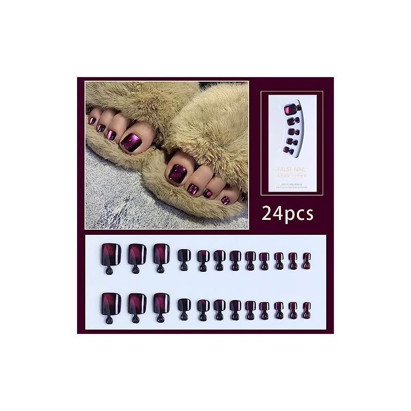 Leuhiove Bright Color Press on Toenails Square Toe Nail Press