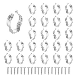 MECCANIXITY T8 U Clips Holder Bracket Fluorescent Tube Light Fixture Steel Pipe Clamps with Screws for LED Bulbs Ceiling Lamp, Pack of 16