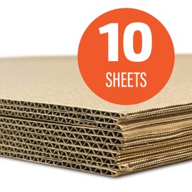 Flipside Products 32" x 40" Kraft Two Sided (C-Flute) Corrugated Project Sheets, Cardboard Sheets, Flat Packing Inserts, Crafts, Pads Packing, Brown, Pack of 10