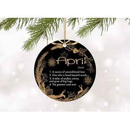 Christmas Ornament with Name April Ornaments Tree Decorations Xmas 2021 Holiday Gifts Ideas Family Ornament Home Decor Rustic Present Keepsake 3 Inches