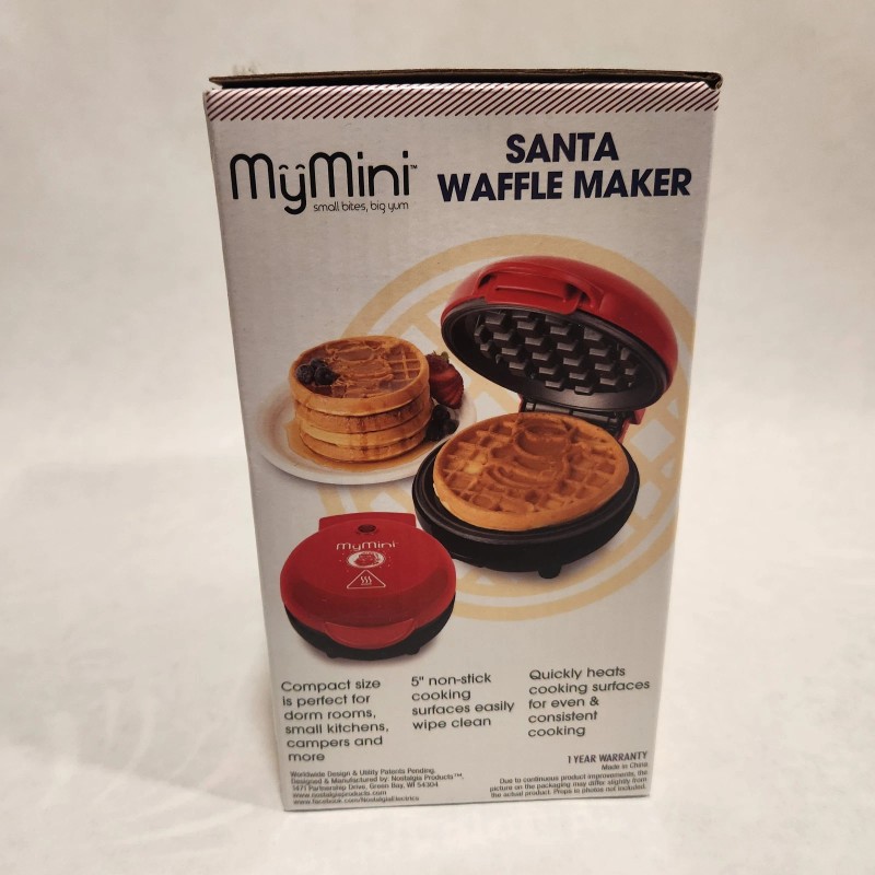 MyMini My Mini Santa Waffle Maker, 5" Plate, Non Stick,
