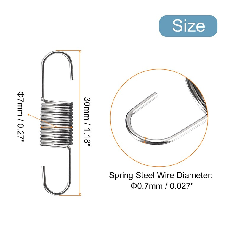sourcing map 50Pcs Extended Spring 7mm x 30mm, 0.7mm Spring