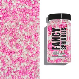 Fancy Sprinkles Bubble Bath Sprinkles, Real Sugar, For Ice Cream, Cookies, Cakes, Cupcakes, Dessert Decorating, Pink & White Sprinkles (0.5c)