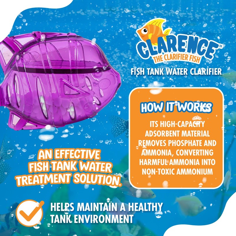 Clarence the Clarifier Fish Aquarium Water Clarifier | Clear Cloudy