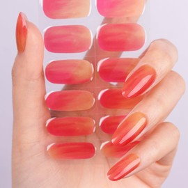 DANNI & TONI Halb ausgehärtete Gel Nagelfolien (Apple Veil) Apfelrot Nagelset uv Gel Nagelfolie Nagelsticker Nageldesign Selbstklebend Wraps 28 Aufkleber