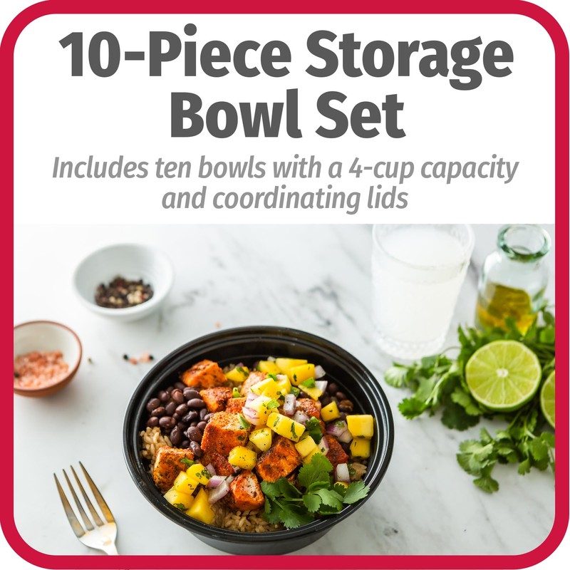 GoodCook 4-Cup Meal Prep Bowls Set with Lids and Dressing