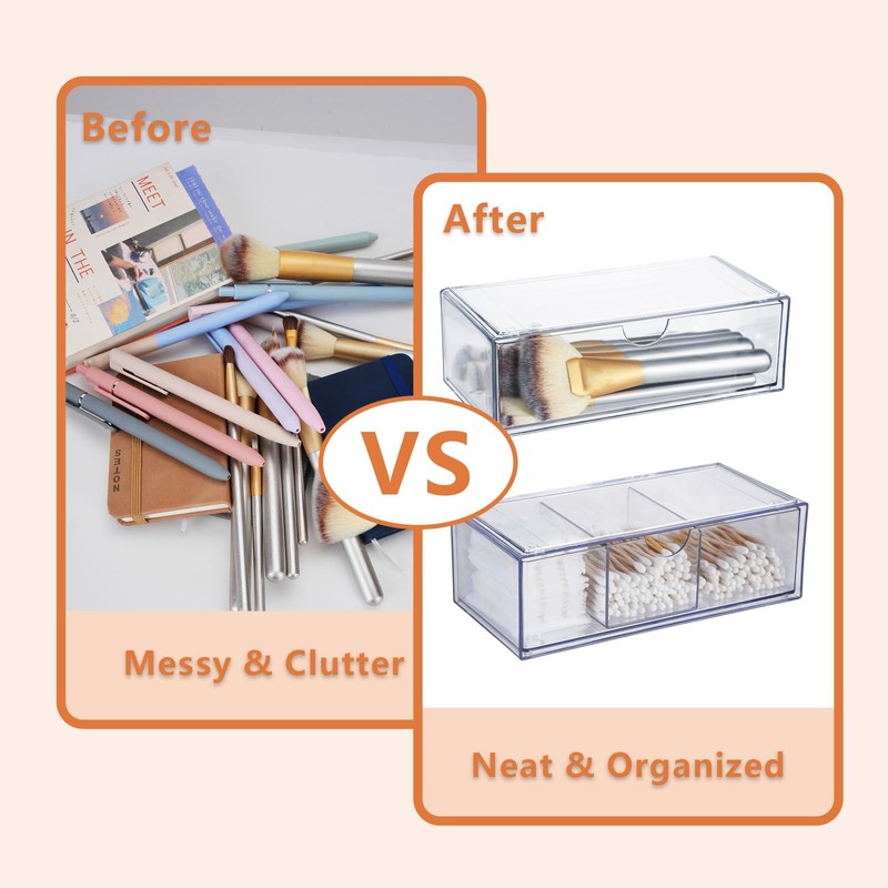 DIBALIYI 1PCS Square Qtip Holder Dispenser, Clear Cotton Ball Holder