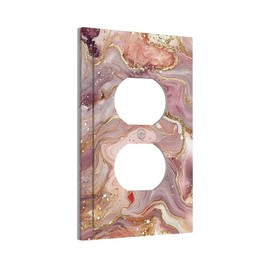 CZRPKEN Pink Gold Marble Luxury Ombre Texture 1 Gang Duplex Wall Plate Covers Modern Abstract Light Switch Cover 1 Gang Outlet Plate Decorative Switchplate Covers Electrical Faceplate Decor