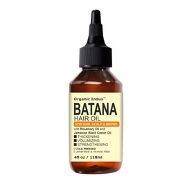 Organic Indus Batana Hair Oil for Hair and Scalp | 100% Natural Blend of Batana Oil, Rosemary Oil, and Jamaican Black Castor Oil for Hair Growth and Scalp Nourishment | 4fl oz / 118ml Bottle