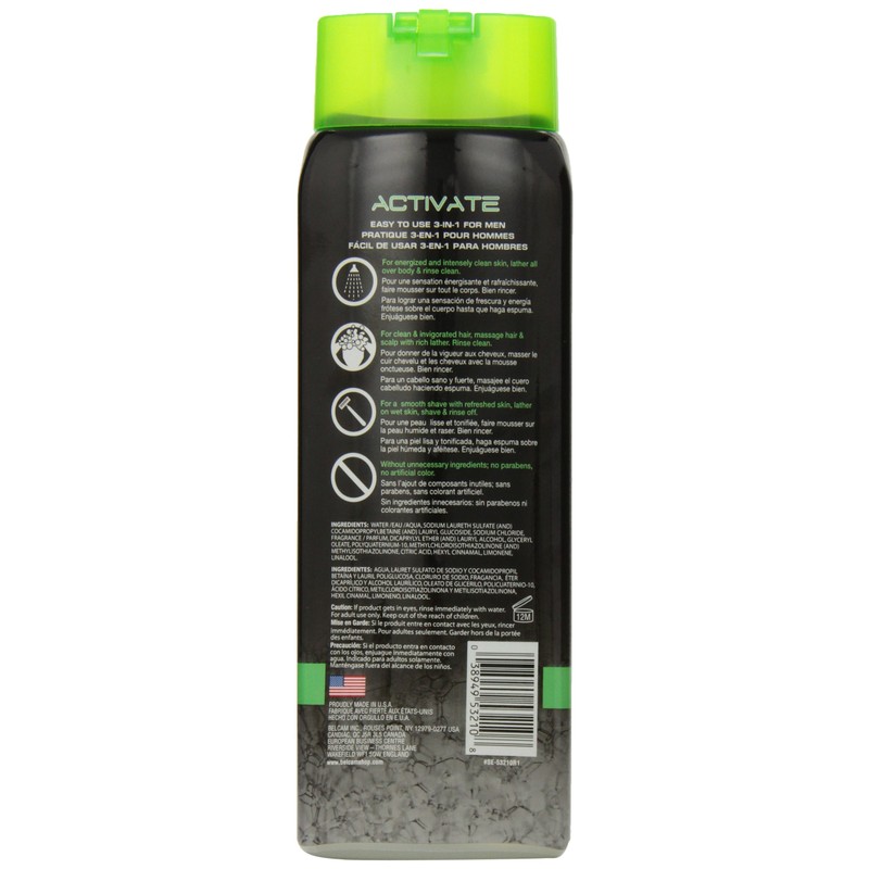 Belcam Bath Therapy C53210 Activate Shampoo, Shower and Shave Gel,