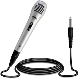 Pyle micrófono dinámico con cable - micrófono profesional unidireccional de mano con filtro pop integrado, resistente, incluye cable de audio XLR de 2 m