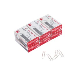 PAPERPAL Paperclips for Office School & Personal Use, #1 Nonskid Paper Clip (1-2/7"), 600 Medium Paper Clips (6 Boxes of 100 Each), Silver