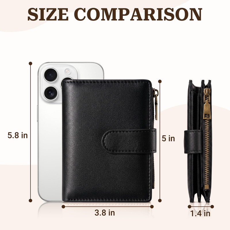 Espera Small Wallet Women Leather RFID Blocking Bifold Ladies Compact