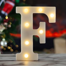 LED Marquee Letters, White 26 Alphabet Light Up Letters, Battery Powered LED Letter Lights for Birthday Party, Christmas Night, Home, Bar, Graduation, Wedding Decoration(F)