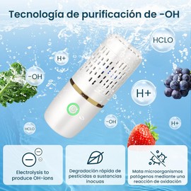 BILIBON Máquina Limpiadora de Frutas Portátil, Purificador de Frutas y Verduras Recargable, 6 Mins Desinfección Inalámbrica Rápida con Iones de Hidroxilo, Apto para Limpiar Frutas y Verduras, Carne