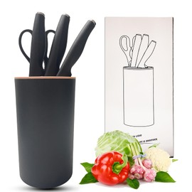 Kitchen Knife Set, WEISHEHUG 5-Piece Premium Sharp Knife Chef Block Set, Knife Sets for Kitchen with Block, Dishwasher Safe, Anti-slip Handle (Black)