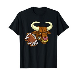 Bull Minotaur Longhorn Cow Football Cartoon Character T-Shirt