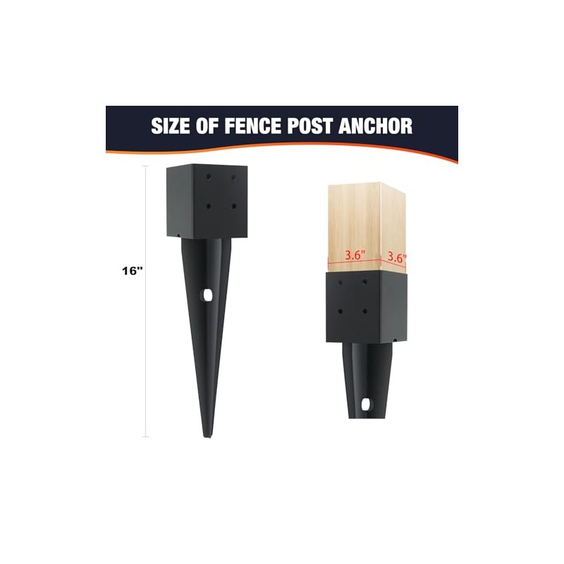 1 Pcs 4x4 Fence Post Anchor Ground Spike 16"(Inner Size