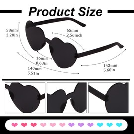 AMCAMI 2 Packs Heart Shaped Sunglasses for Women Colored Heart Shaped Glasses Bachelorette Party Favors