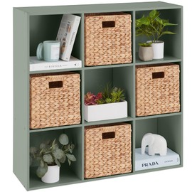 Best Choice Products 9-Cube Storage Organizer, 11in Shelf Opening, Bookcase, Display Shelf, Customizable w/ 3 Removable Back Panels - Sage