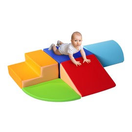 LOSEEF 5-Piece Soft Foam Baby Climbing Blocks, PU Leather Climbing Toys for Toddlers Indoor, Waterproof Foam Play Gym Climber Structures for Toddler 3+, Indoor Climb and Crawl Activity Play Set