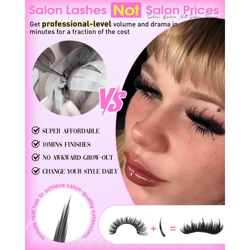 Wispy Lash Clusters with Spikes Volume Eyelash Clusters with 2