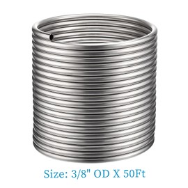 Vigorous Wort Chiller, 3/8" x 50 Ft Food Grade 304 Stainless Steel Coil, Water Chiller for Ice Bath Beer Brewing Tubing Coil, Stainless Steel Immersion Chiller, DIY Jockey Box