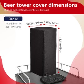 Kegerator Beer Tower Cover, Single or Double Tap Draft Tower Dust Cover, Waterproof, Tear-Resistant, Durable 600D (18*6.5*10, Black)