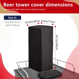 Kegerator Beer Tower Cover, Single or Double Tap Draft Tower Dust Cover, Waterproof, Tear-Resistant, Durable 600D (18*6.5*10, Black)