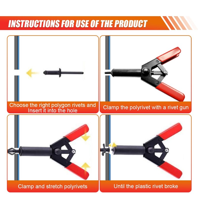ZIMISI 10PCS Plastic Rivet Gun Kit, Pop Rivet Gun Tool
