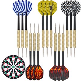 SUQ Pack of 15 Darts, 14 g Metal Tip Steel Darts Set, Professional Steel Darts Aluminium Shaft, for Recording Room, Man Cave, Bar and Game Room, Beginners Home Use, Dart Players