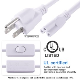 TRLIFE T5 T8 Power Cord, 6FT Long T5 T8 LED Light Cord with On/Off Switch, T5 T8 LED Wire Connector Power Cord with US Plug for LED T5 T8 Integrated Tube Light Fixtures (4 Pack)