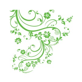 Lime Green Edge Wall Decal Swirl Flower Floral Design. #262A (100" X 29") #262A