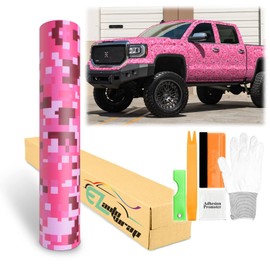 60"x360" (5FT x 30FT) Camouflage Digital Pink Viny Wrap Sticker Sheet Film DIY Decal Car Auto Vehicle Motorcycle Air Release Bubble Free Self Adhesive Peel and Stick Free Tool Kit