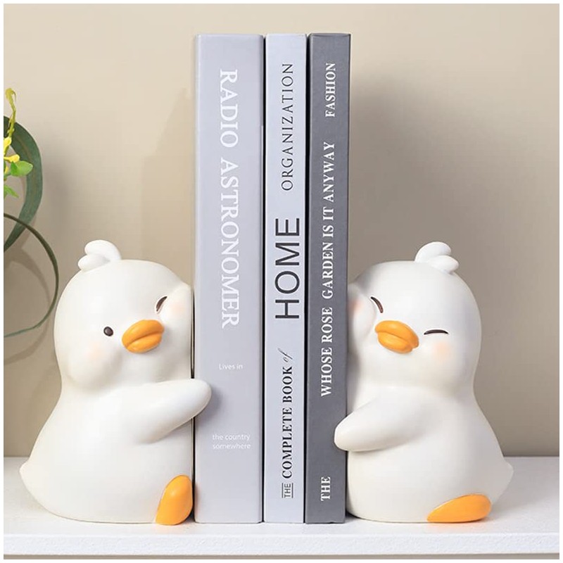 JARPSIRY Cute Hug Ducks Decorative Bookends, Unique Book Ends to