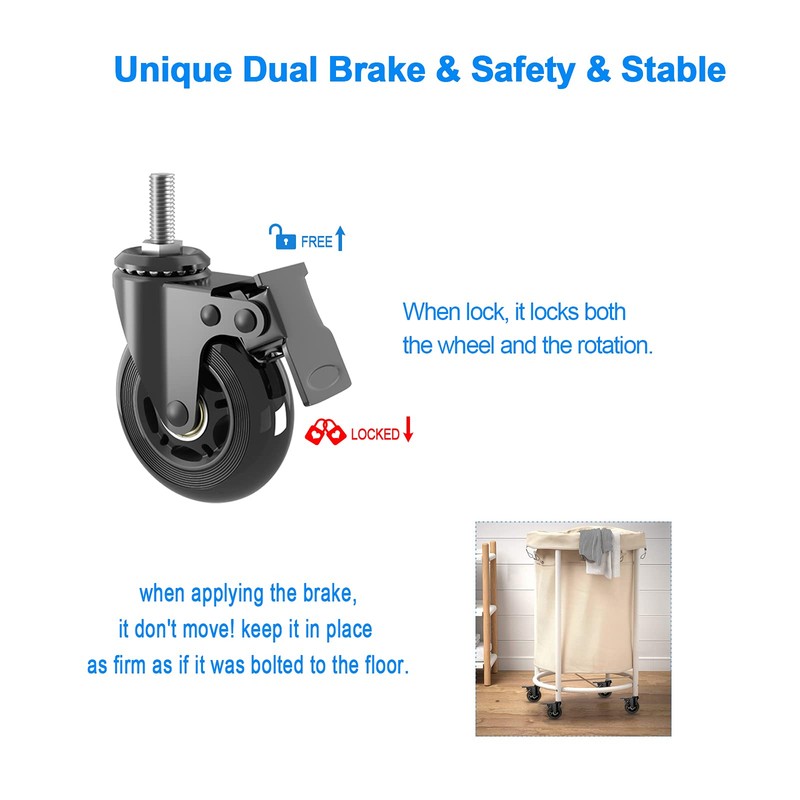 3" Swivel Stem Caster wheels Set of 4 (2 Castors