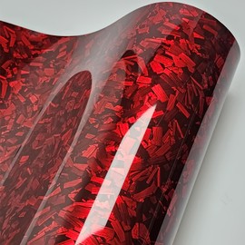 LZLRUN LZLRUN Forged Gloss Carbon Fiber Vinyl Wrap Roll Air Release Sticker Sheet Film DIY Decal Car Auto Vehicle Morotcycle Self Adhesive (1ft x 5ft, Red)